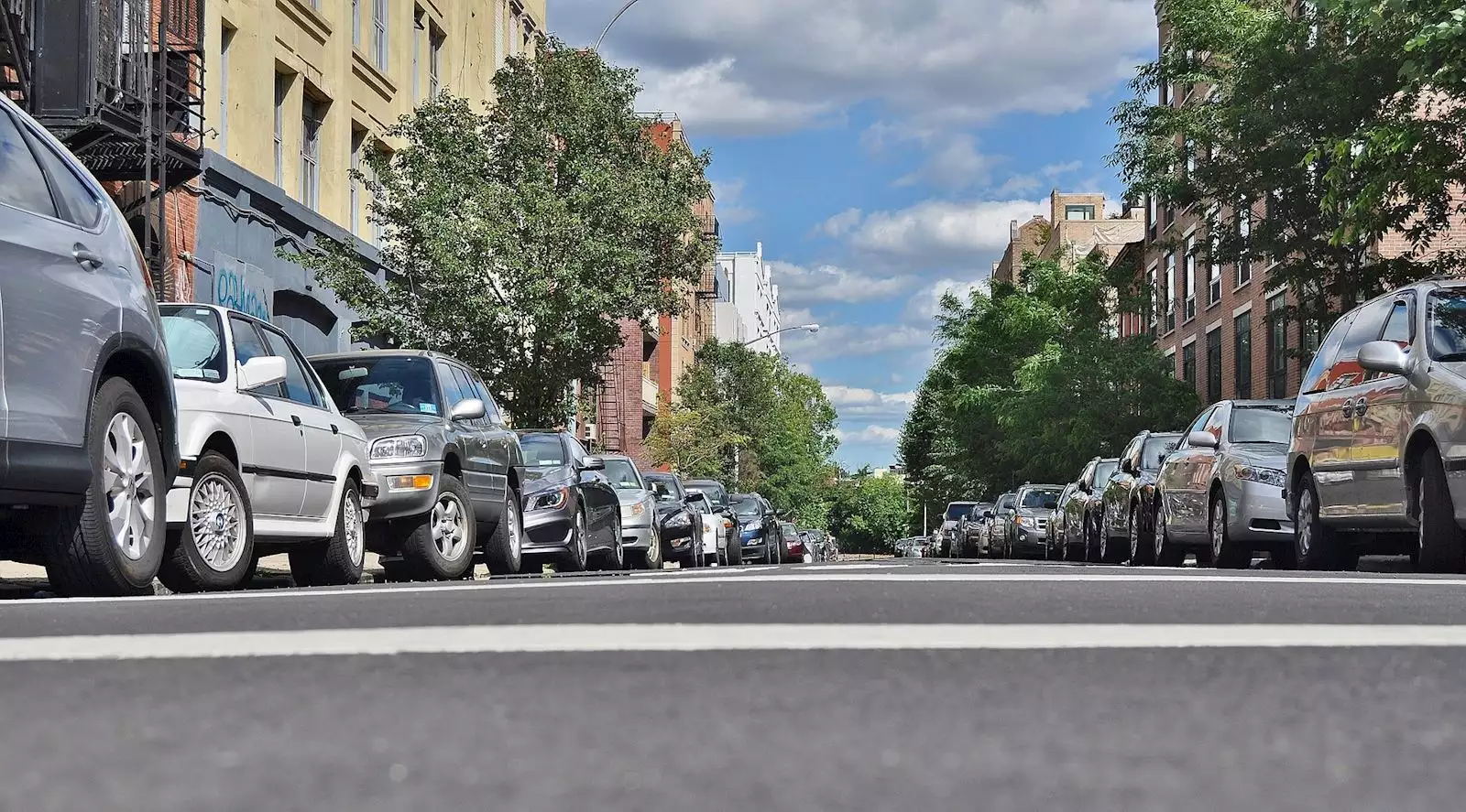 Parked cars on the street