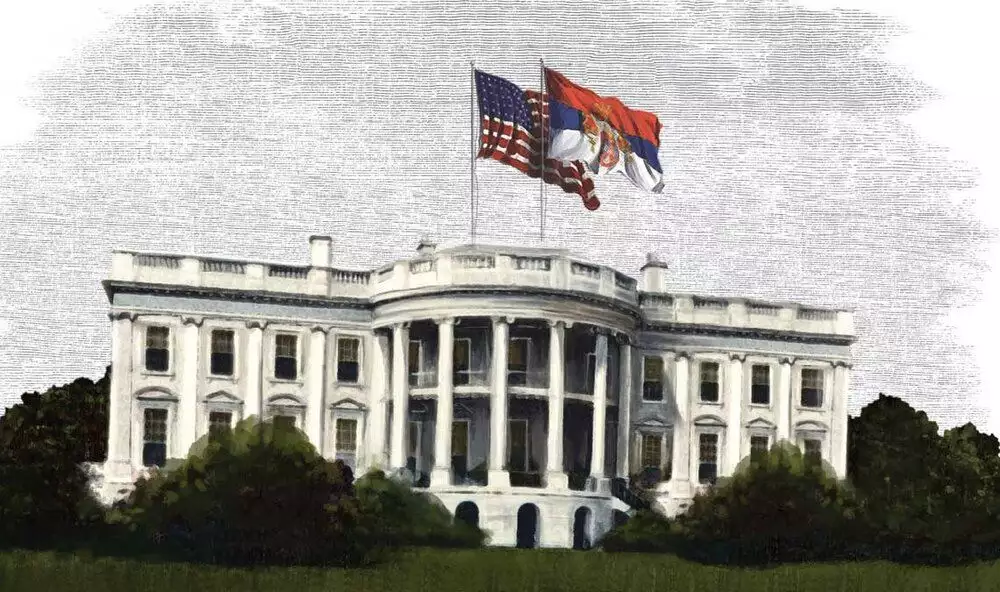 Serbian flag on the White House